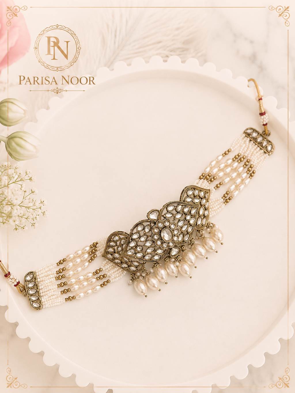 Aarini Kundan Pearl Choker Set
