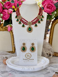 Zarisha Ruby Pink Emerald Designer Necklace Set
