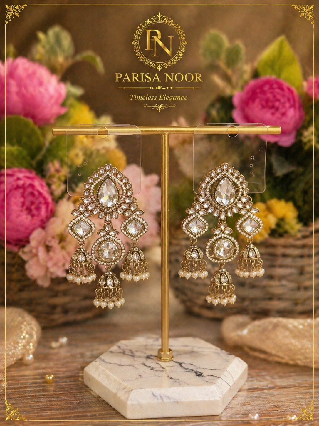 Parizaad Designer Zircone Polki Earrings