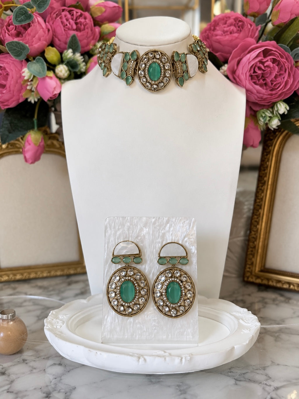 Rosalie Mint Green Designer Choker Set