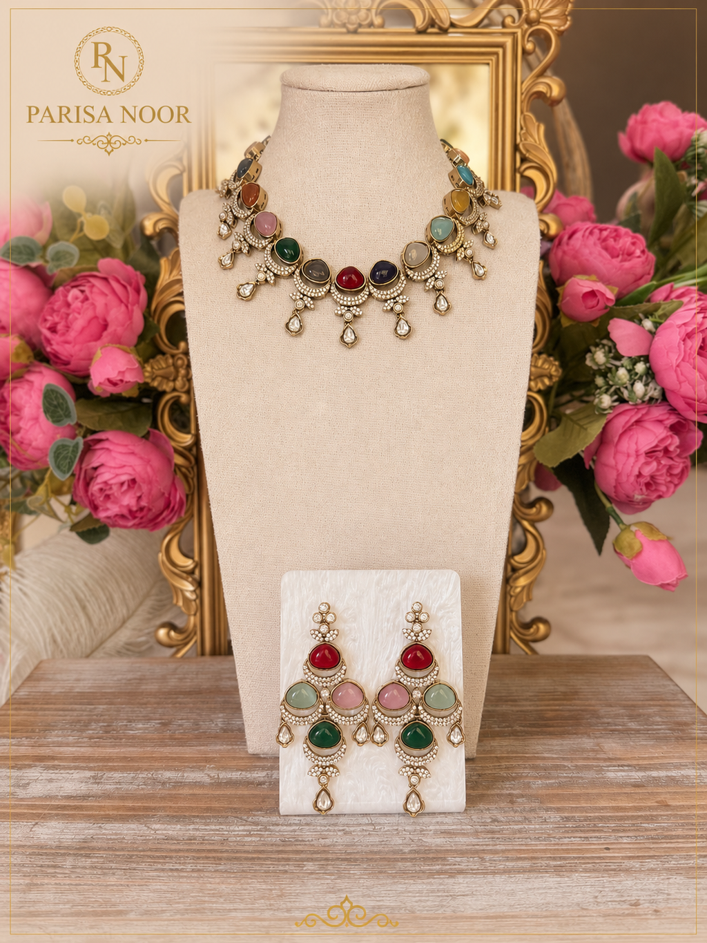 Sharvari Victorian Polki Multi Kundan Necklace Set