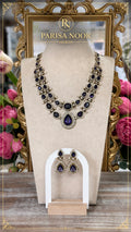 Leena Amethyst Victorian AD Double Layer Necklace Set