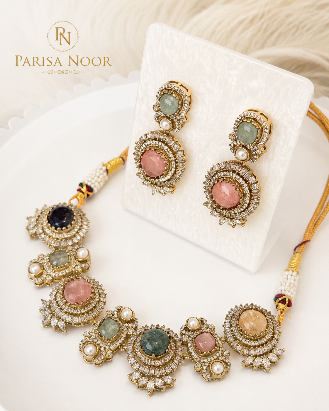 Meherbani Pastel Luxury Designer Necklace Set