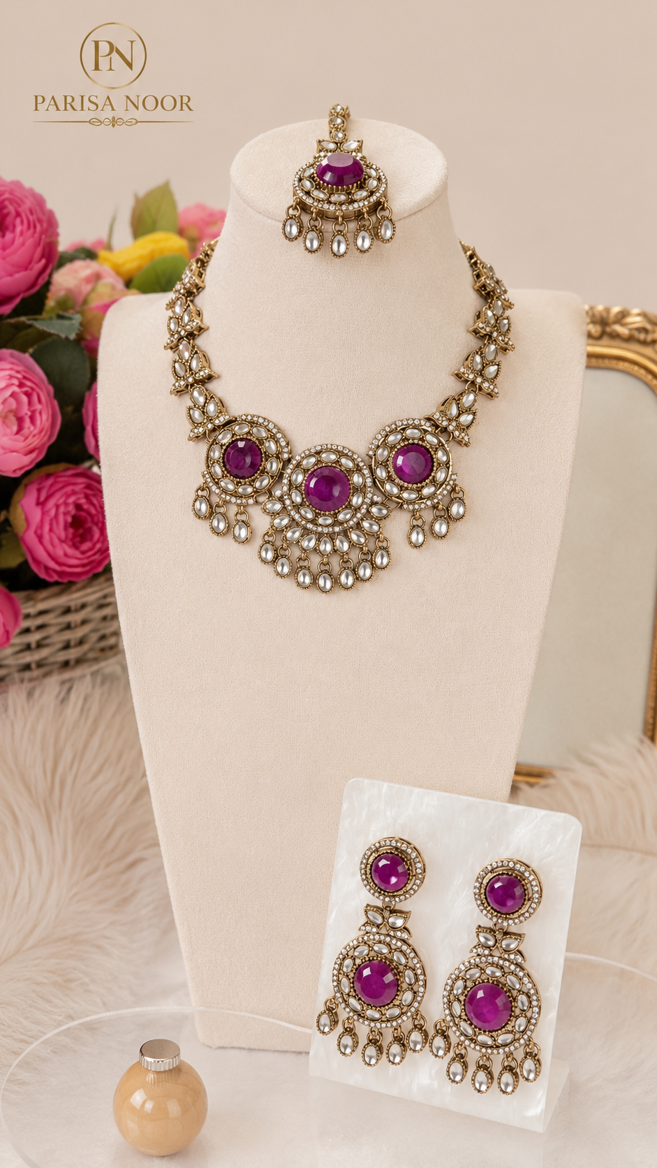 Rubaiyat Purple Royal Kundan Necklace Set