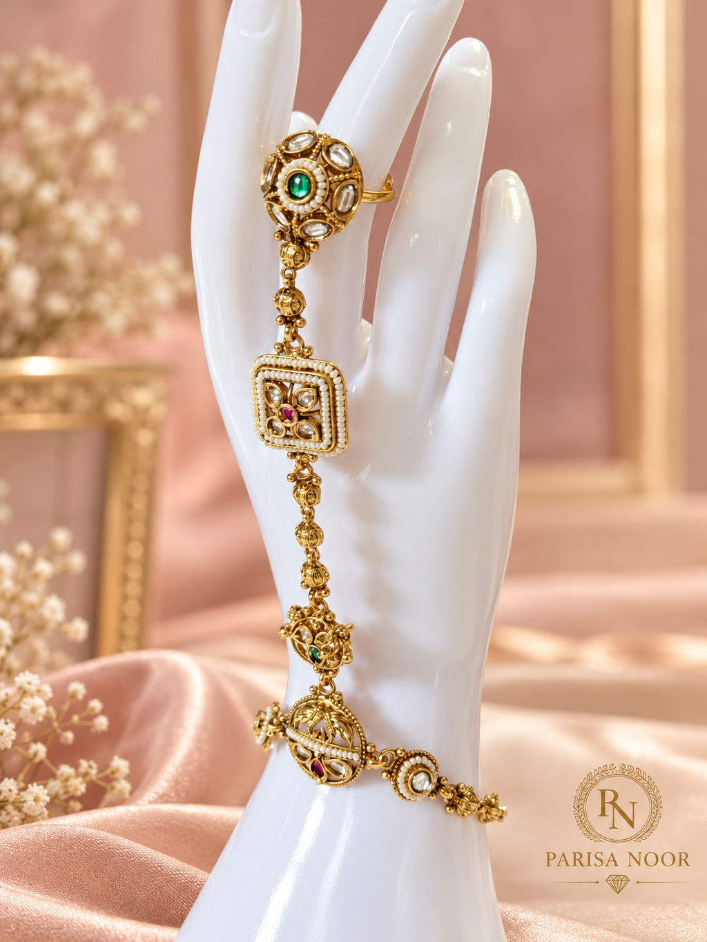 Aavriti Heritage Kundan Adjustable Hath Phool Hand Harnes