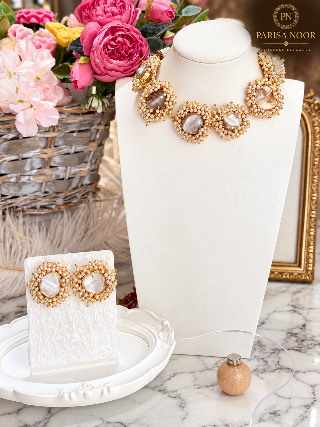 Nayeli Pearl Blossom Designer Necklace Set
