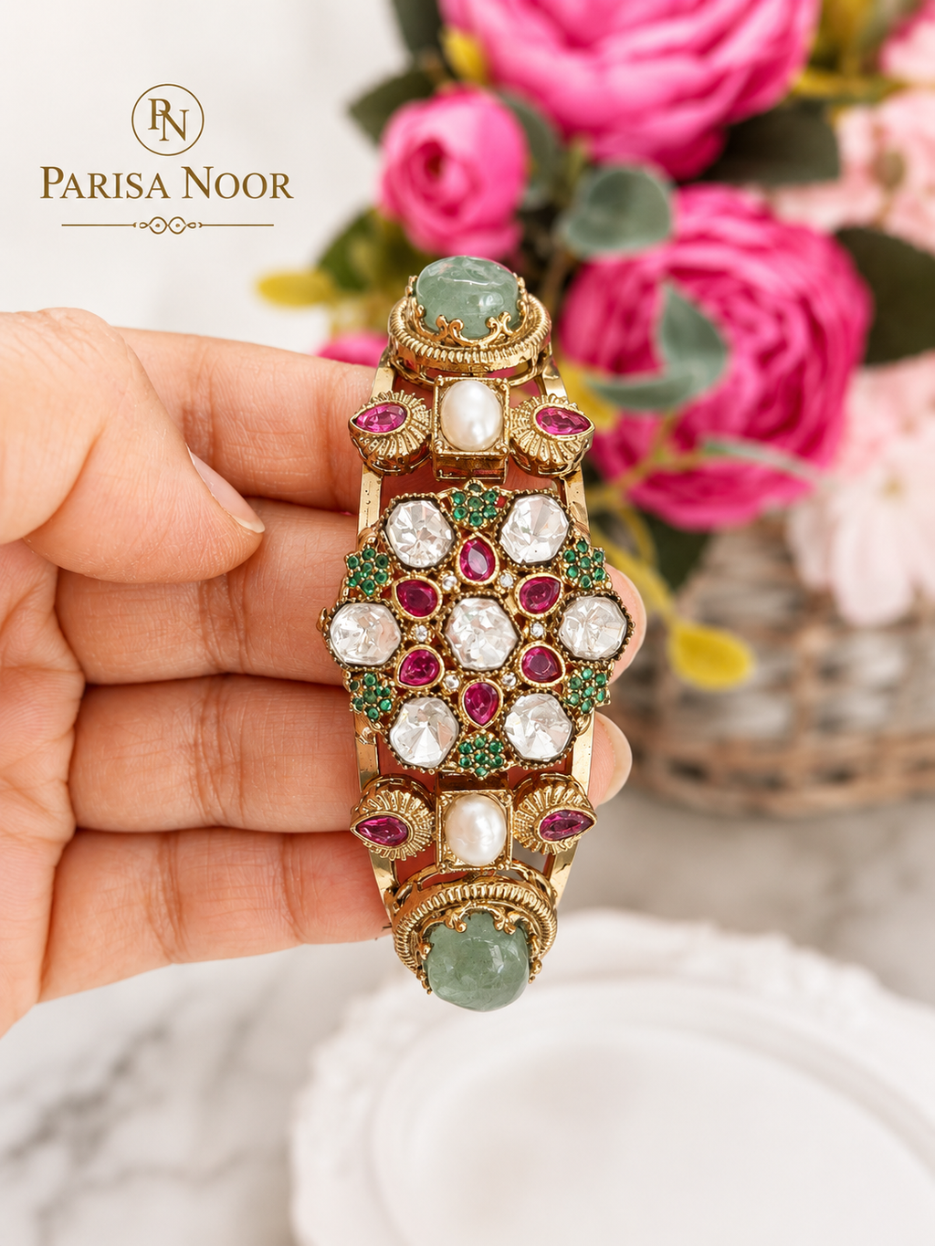 Meherbano Heritage Polki Cuff Designer Bracelet