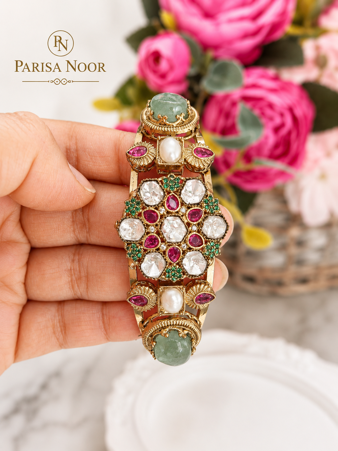 Meherbano Heritage Polki Cuff Designer Bracelet