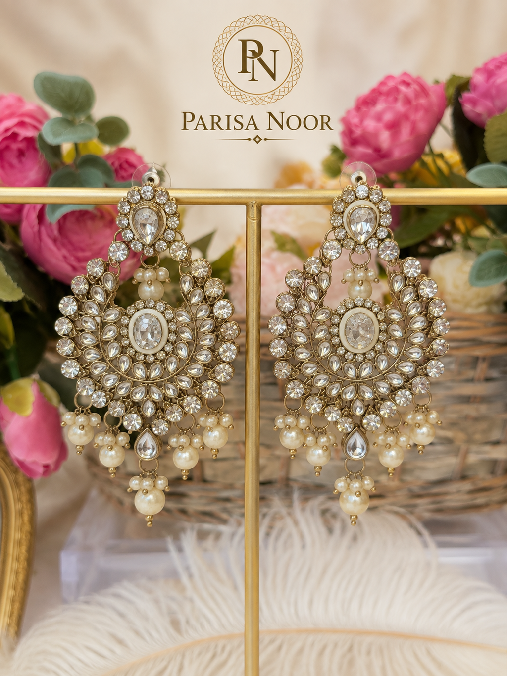 Zahara Kundan Pearl Earrings – Clearance Sale