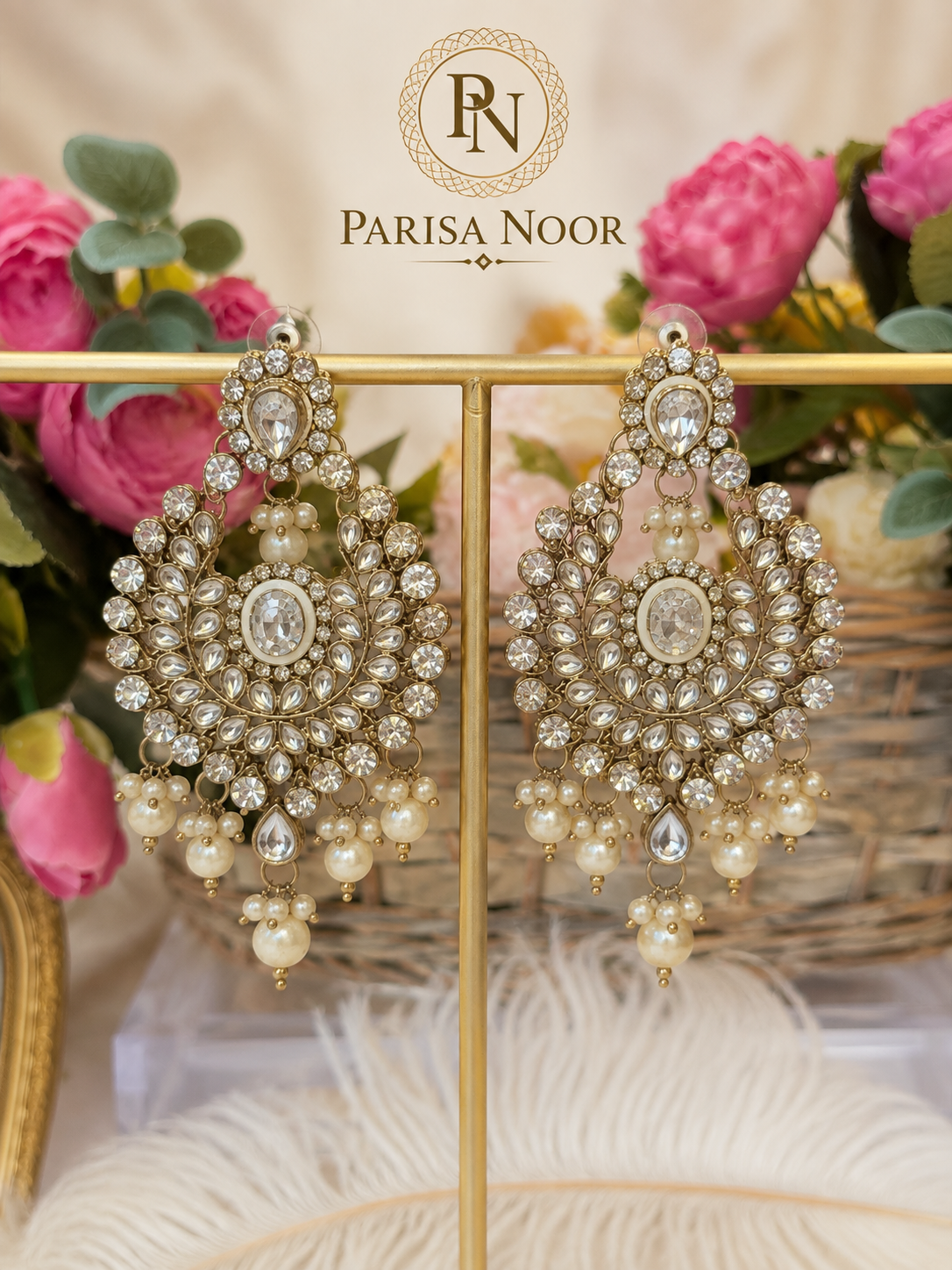 Zahara Kundan Pearl Earrings – Clearance Sale