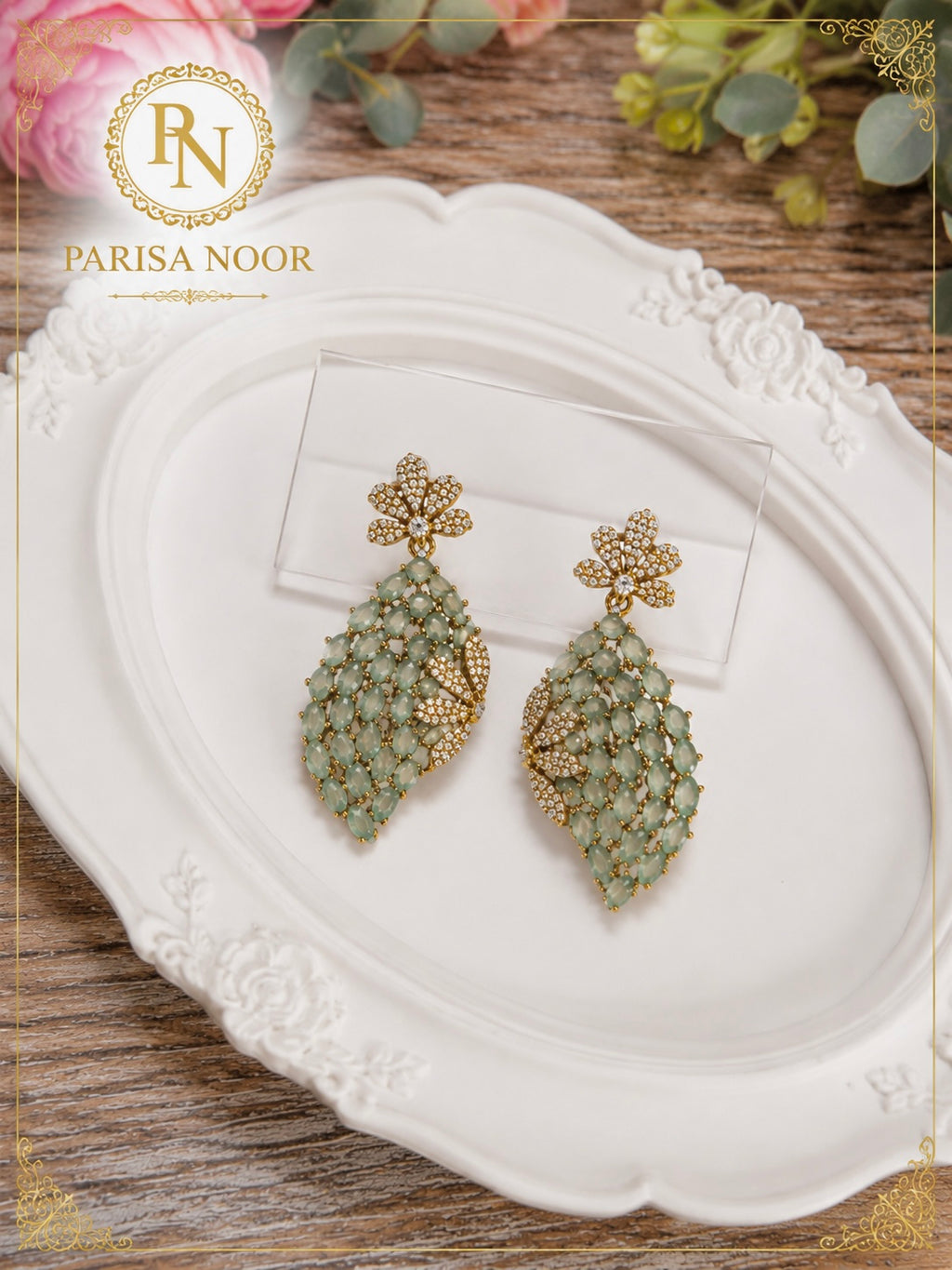 Sidrah Luxury Victorian AD Moissanite Necklace Set