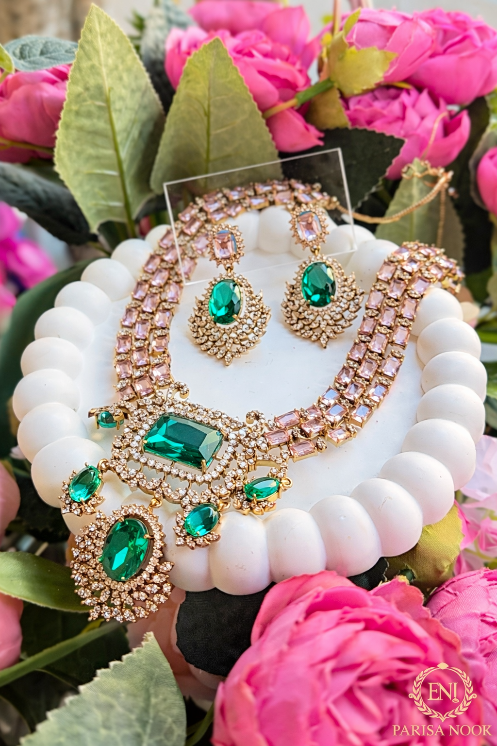 Araya American Diamond Semi Long Necklace Set