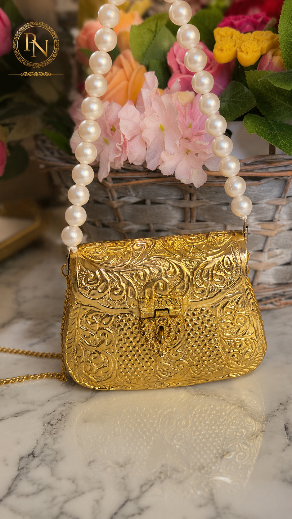 Yasmin Luxury Gold Brass Mini Clutch