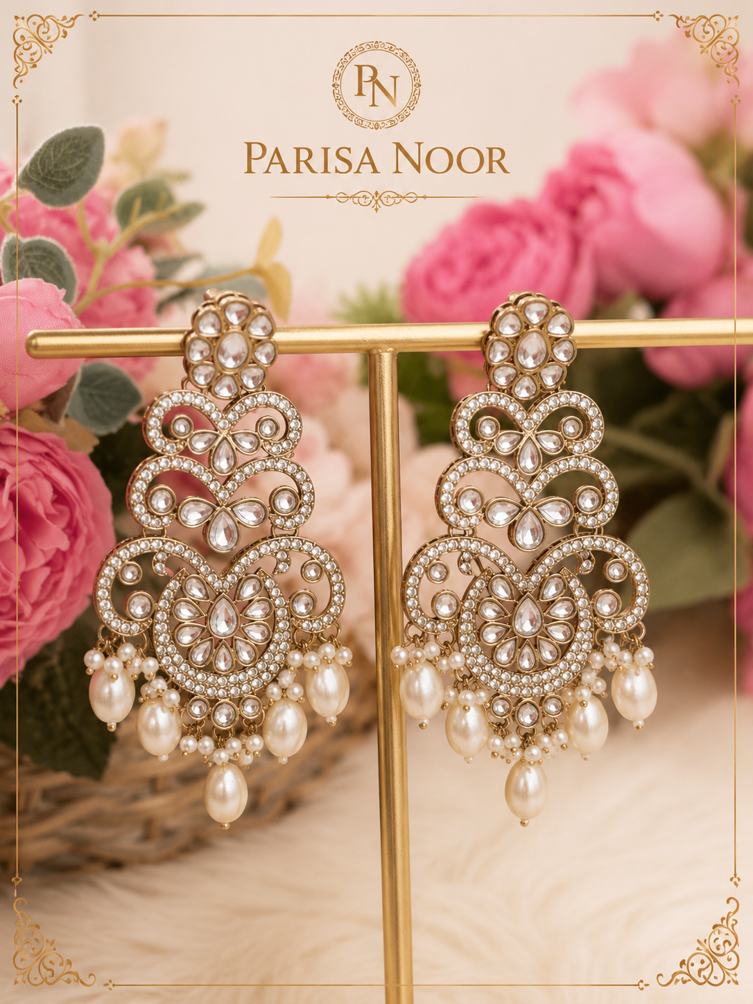 Avira Kundan Pearl Statement Earrings