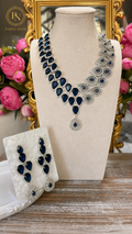 Azura Victorian Moissanite Necklace Set Midnight Blue