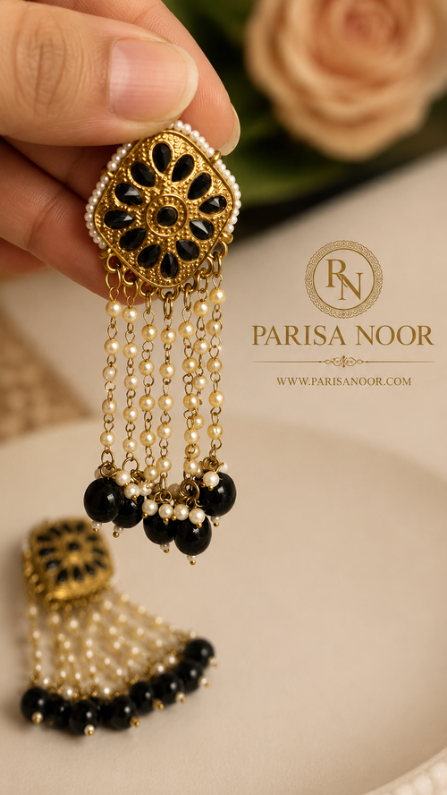 Alina Pearl Black Tassel Earrings – Clearance Sale