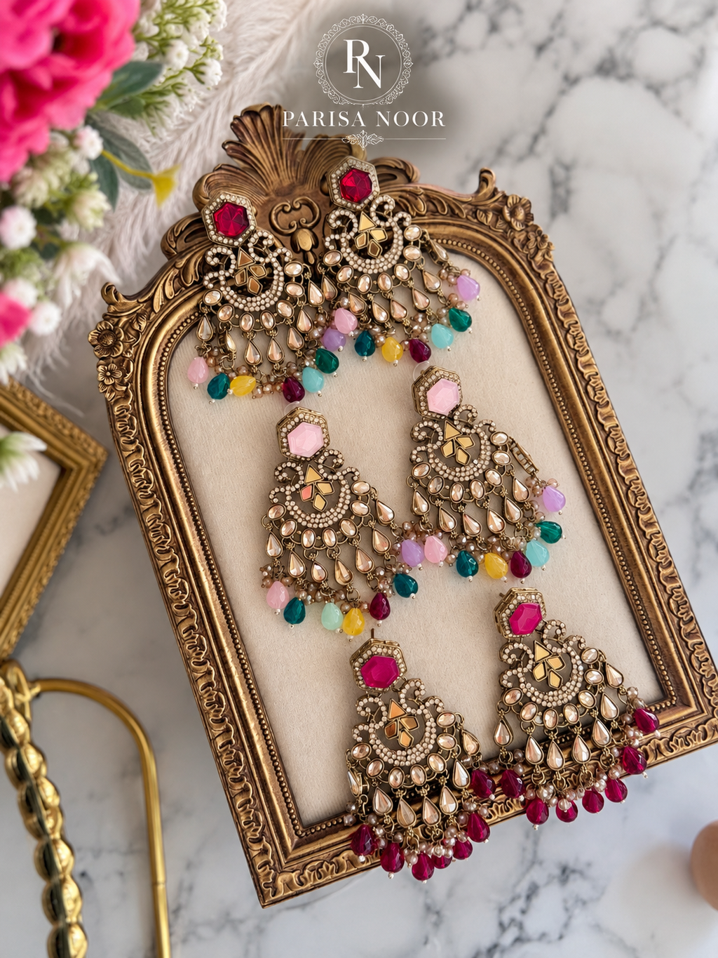 Nivara Designer Chandbali Statement Earrings