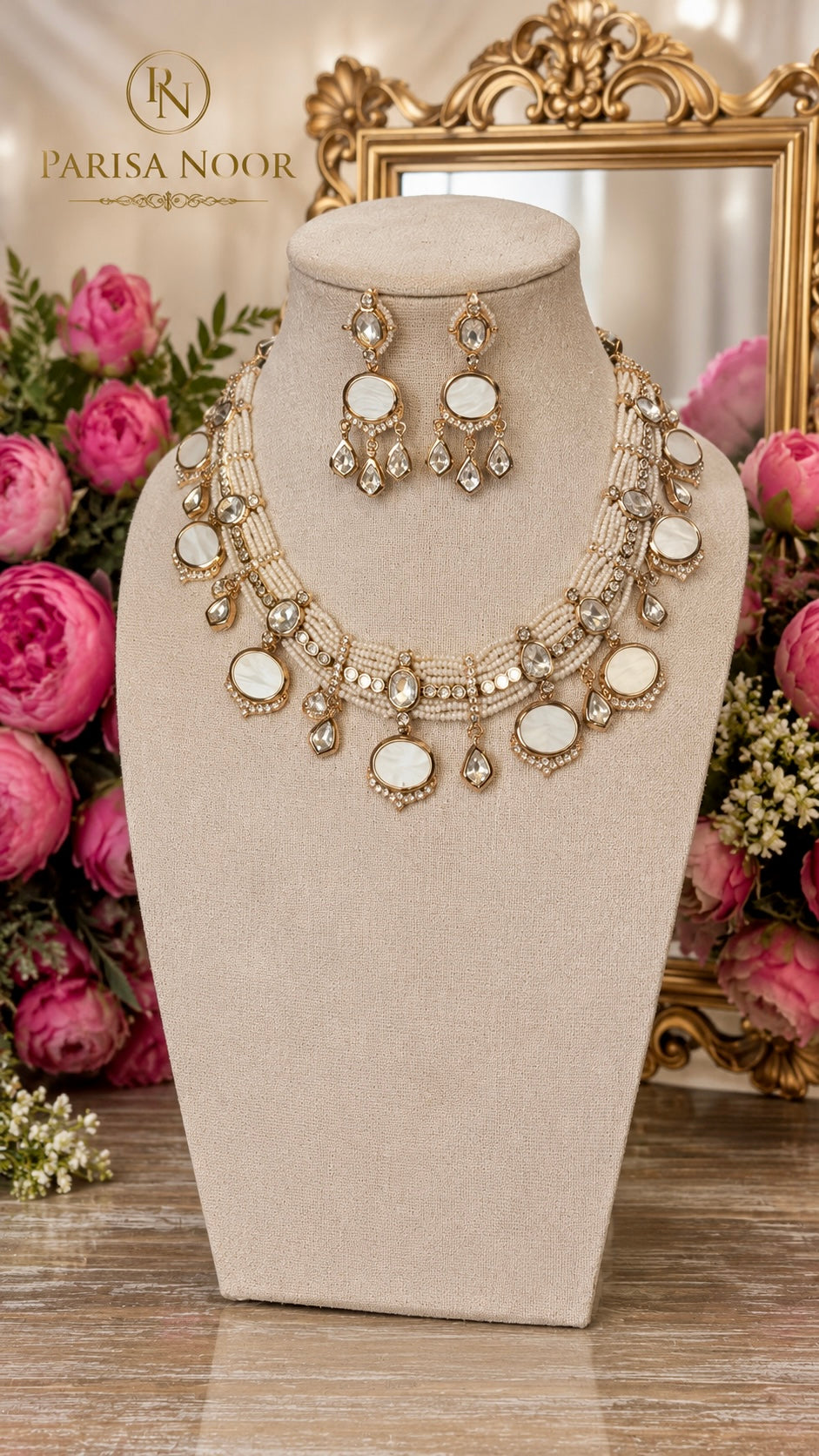 Moni Luxury Moissanite Mother of Pearl Necklace Set
