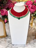✨ Rivana Ruby & Emerald Beaded Statement Necklace ✨