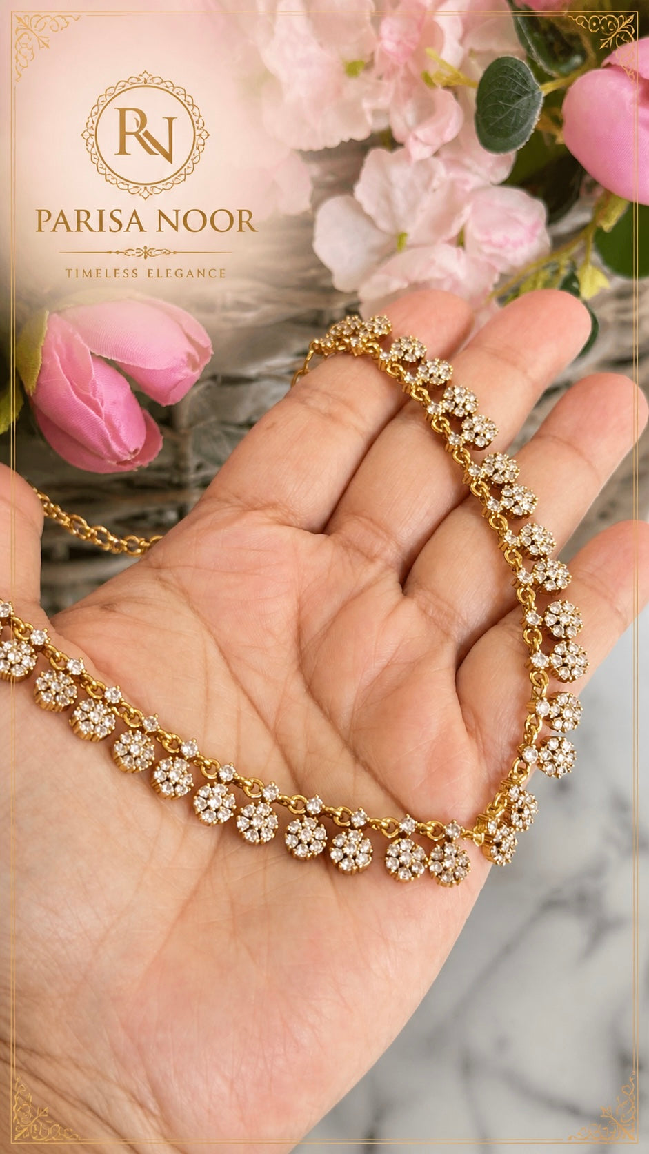 Elara Flower Diamond Necklace Set