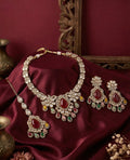 Anaya Multi Kundan Zircon Necklace Set with Teeka