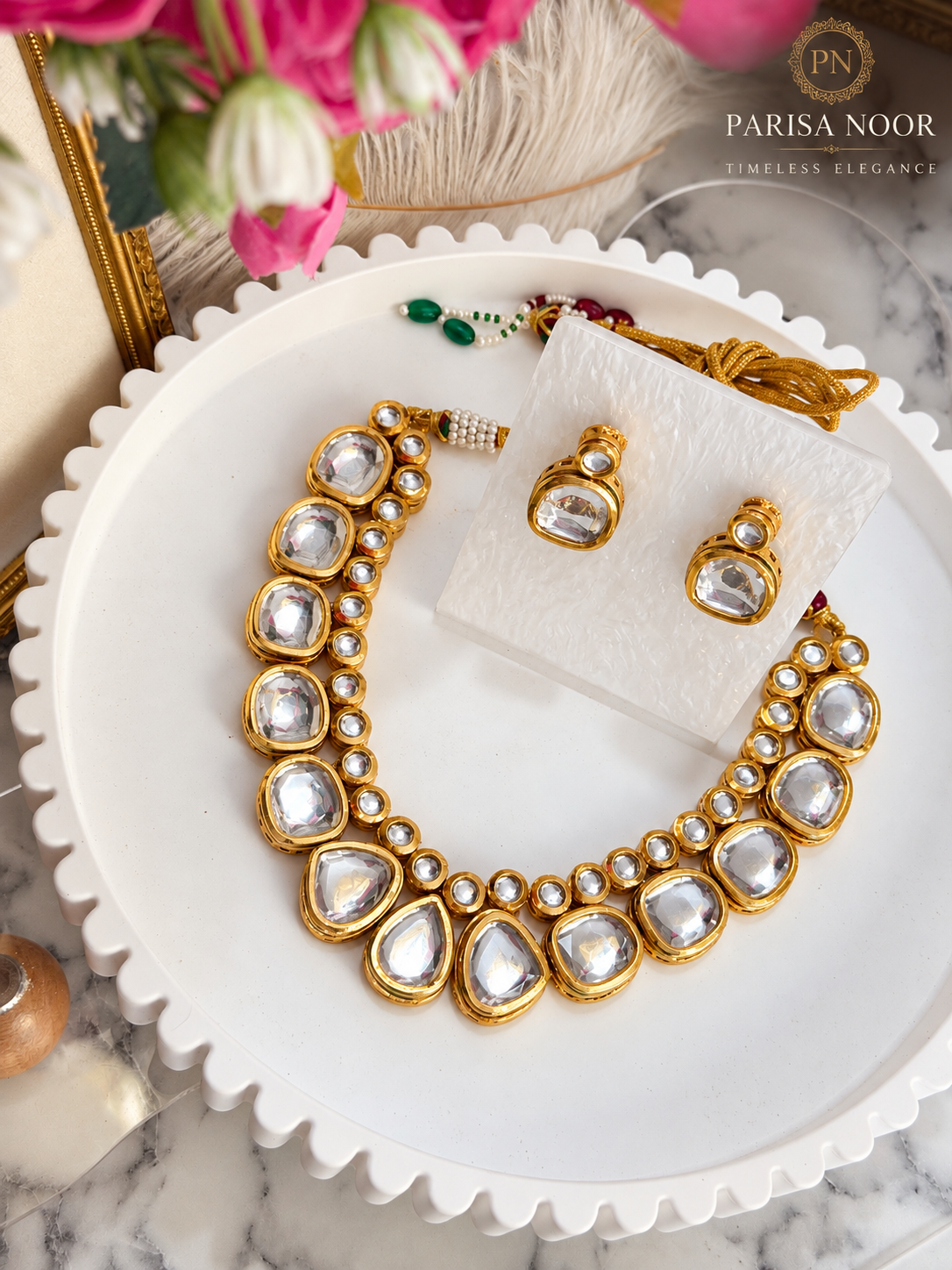 Aroshika Reversible Kundan Meenakari Necklace Set