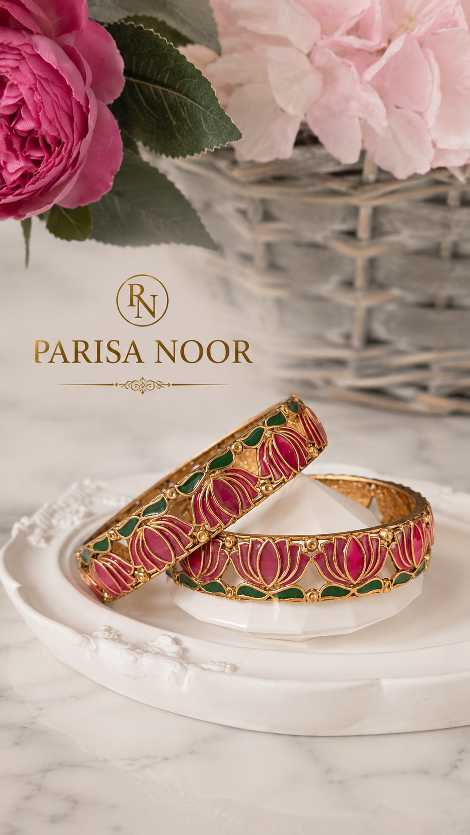 Noor Blossom Lotus Bangle Pair﻿