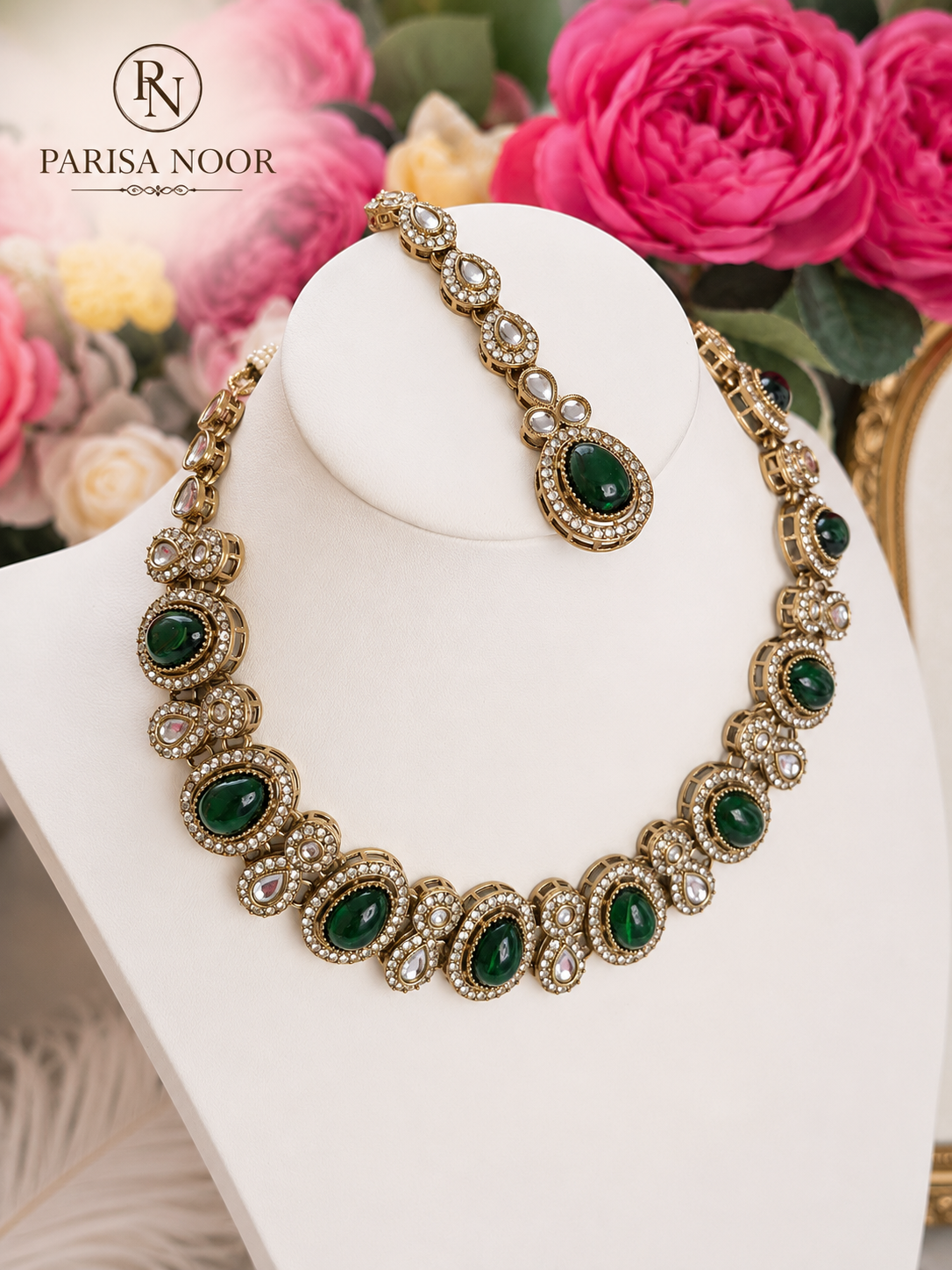 Ehsaas Polki Kundan Green Necklace Set