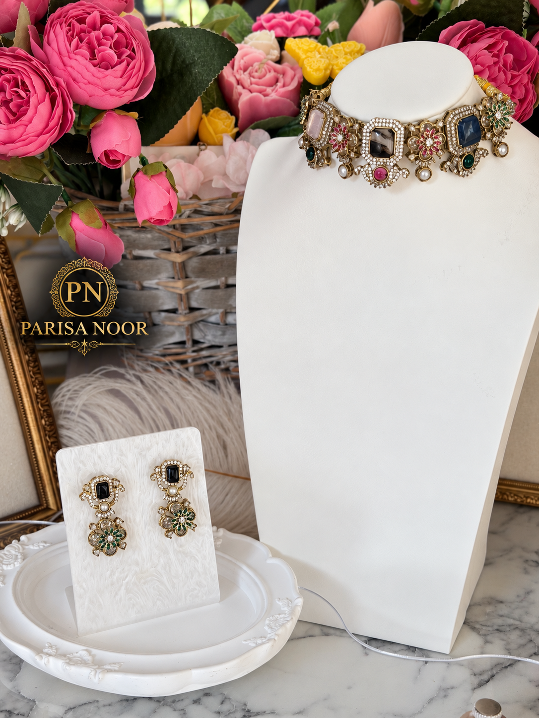 Zahvani Sabya-Inspired Multicolour Designer Choker Set