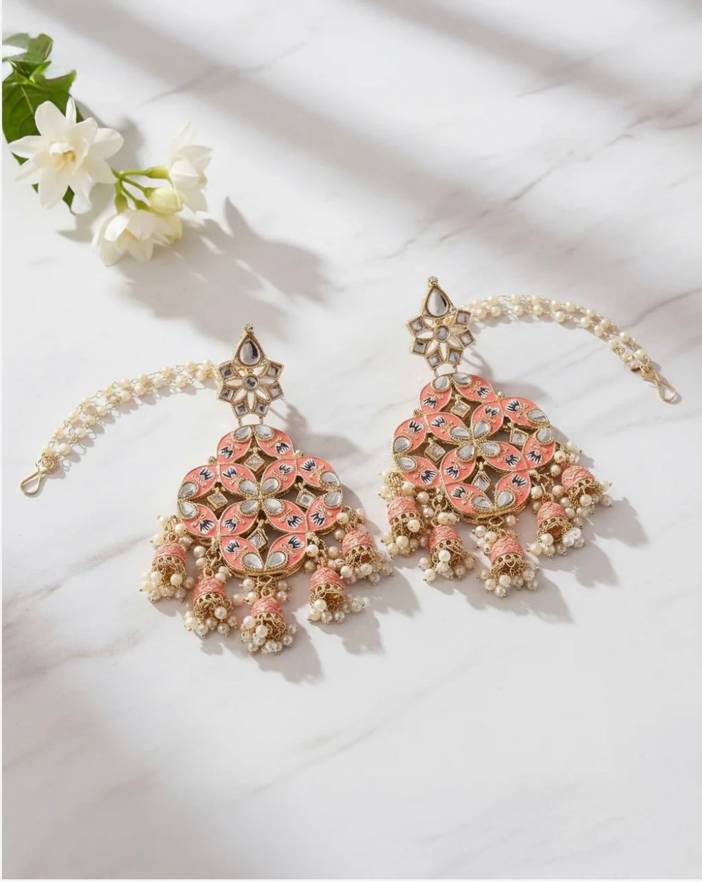 Liana Coral Designer Earring with Sahara