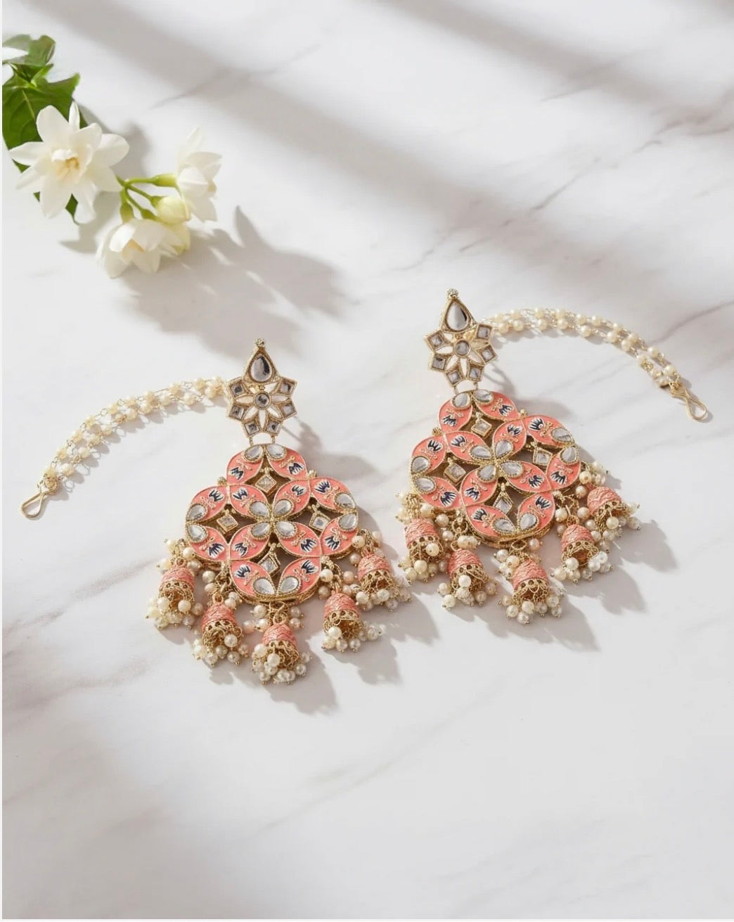 Liana Coral Designer Earring with Sahara