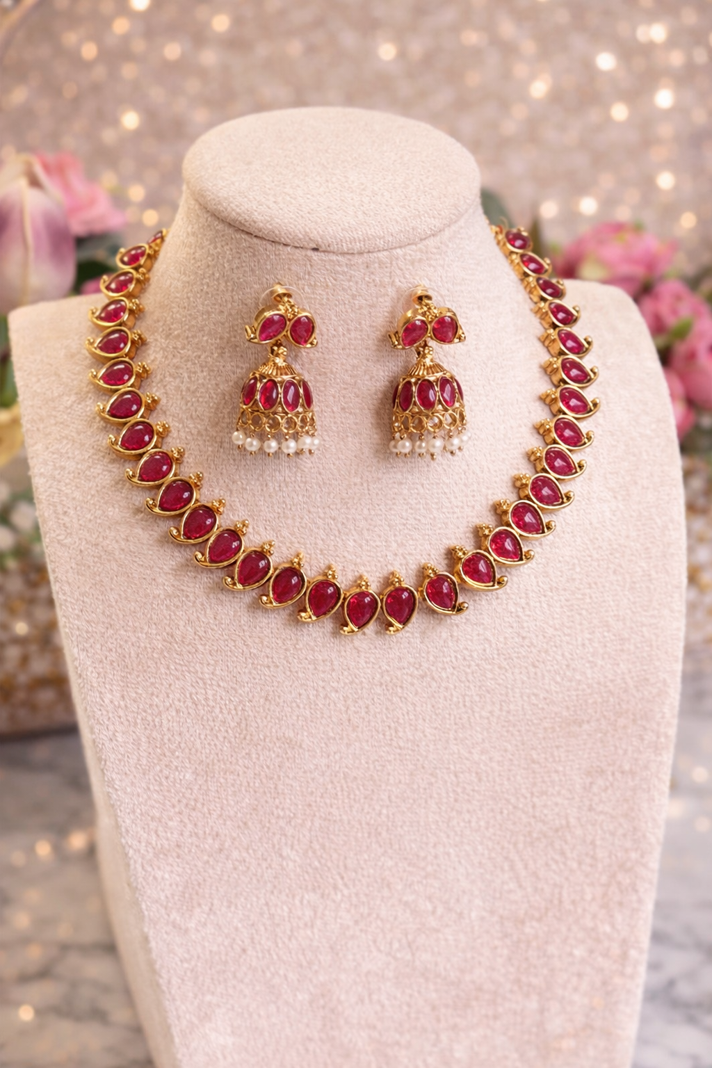 Archana Simple Kundan Necklace Set