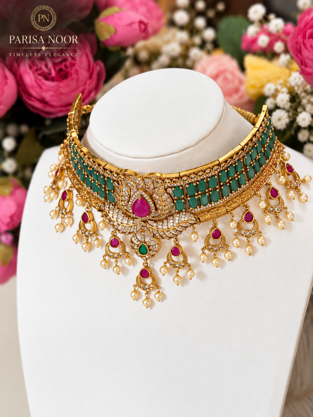 Ariella Luxury Heritage AD Choker Set Green