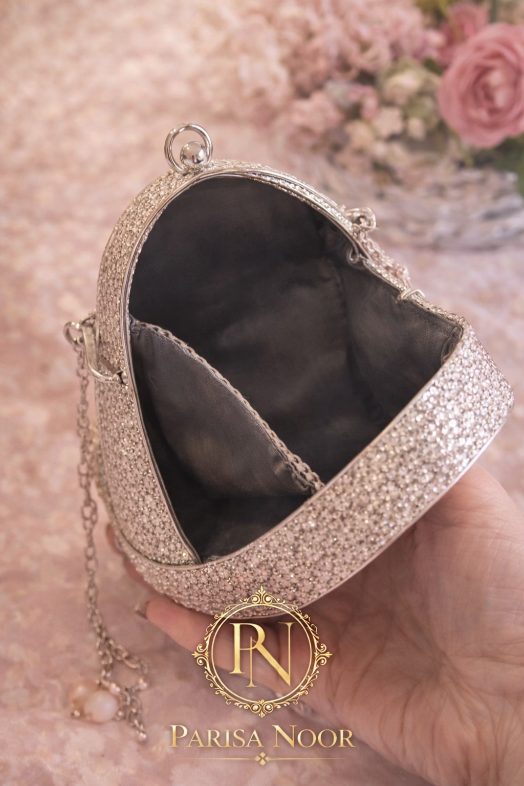 Irina Brass mini Mother of Pearl Clutch Oval Silver