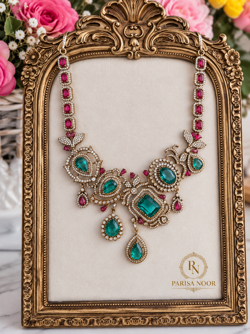 Zarviana Premium Victorian AD Designer Necklace Set