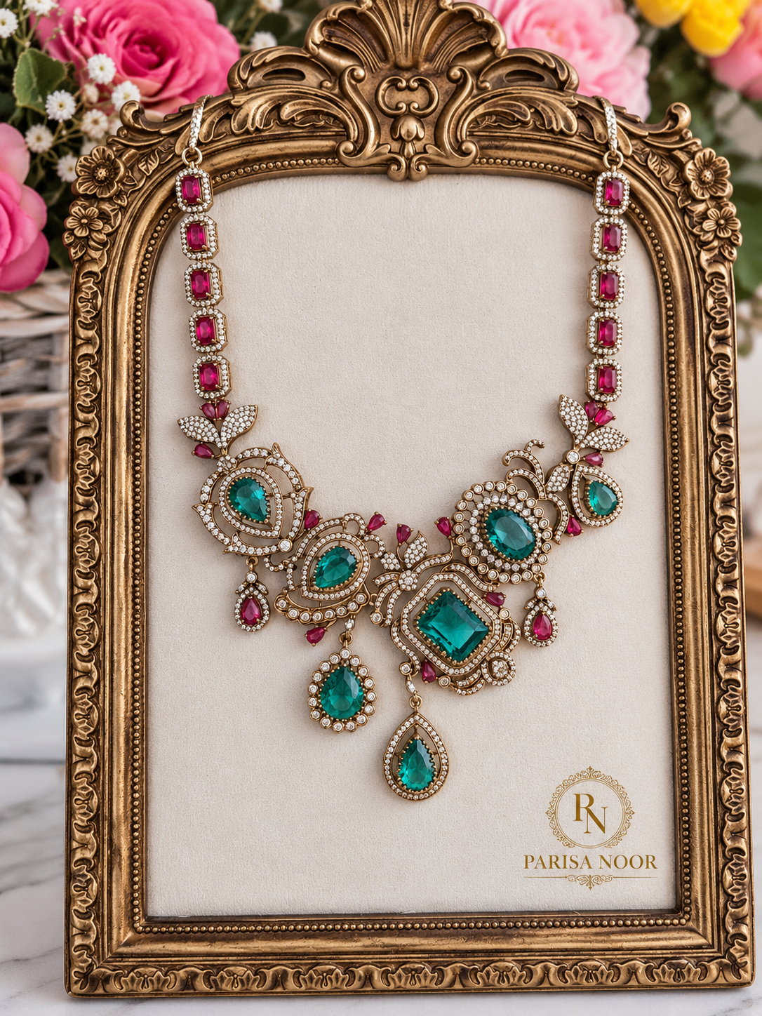 Zarviana Premium Victorian AD Designer Necklace Set