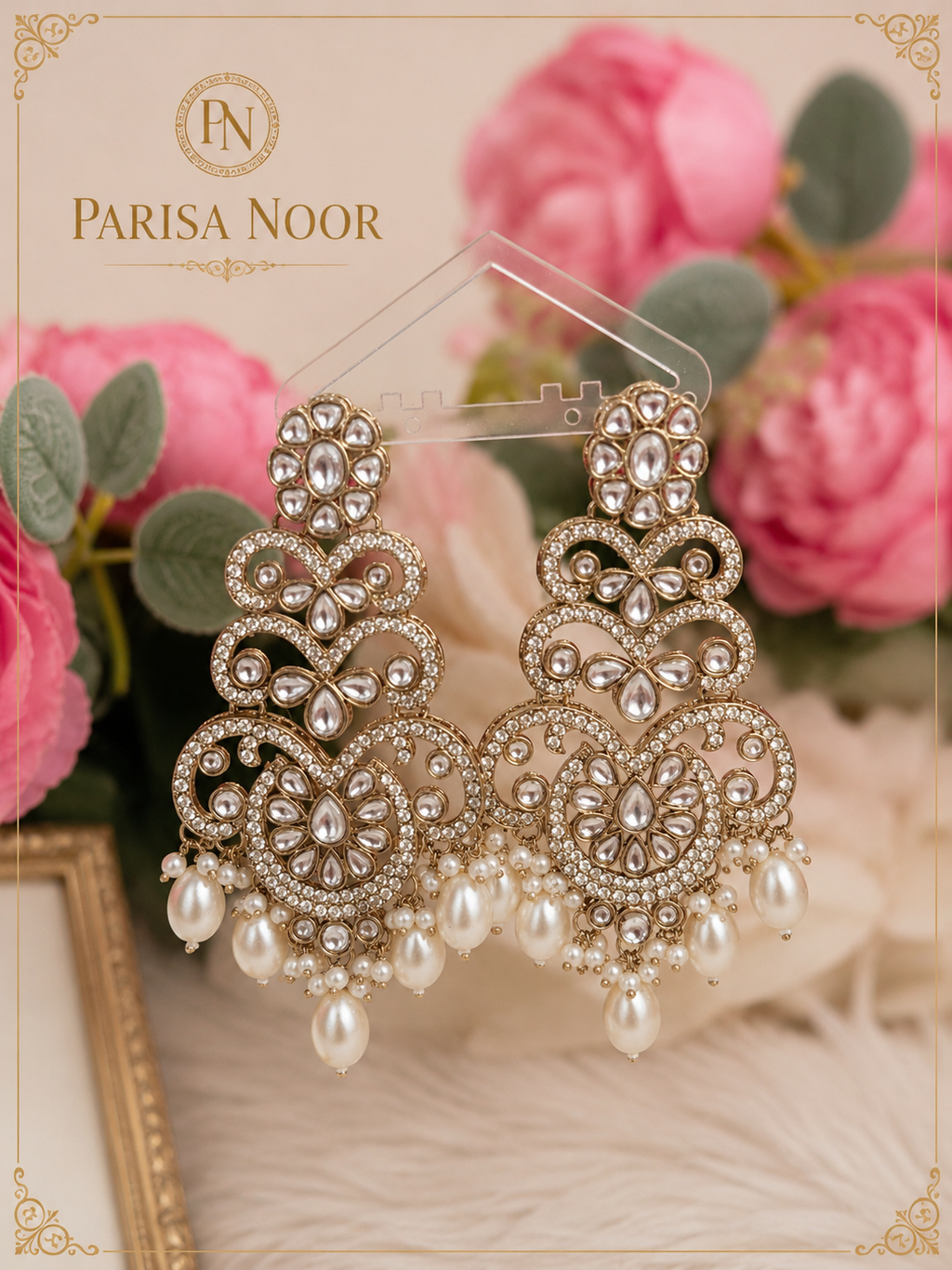Avira Kundan Pearl Statement Earrings