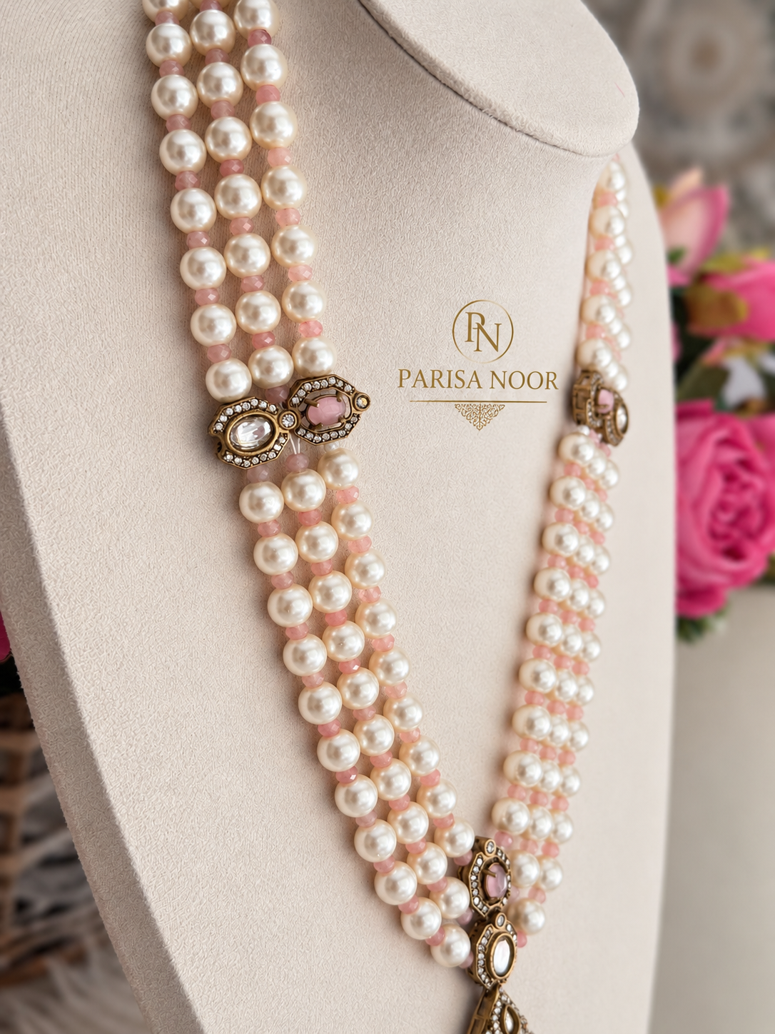 Arabella Blush Pink Victorian Designer Long Mala