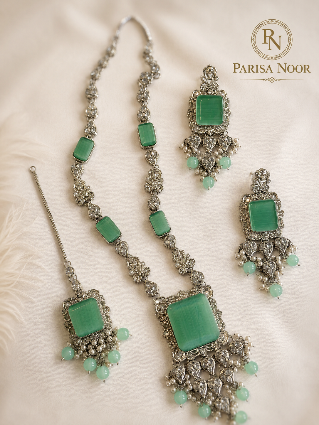 Aysel Mint Geeen Turkish Necklace Set