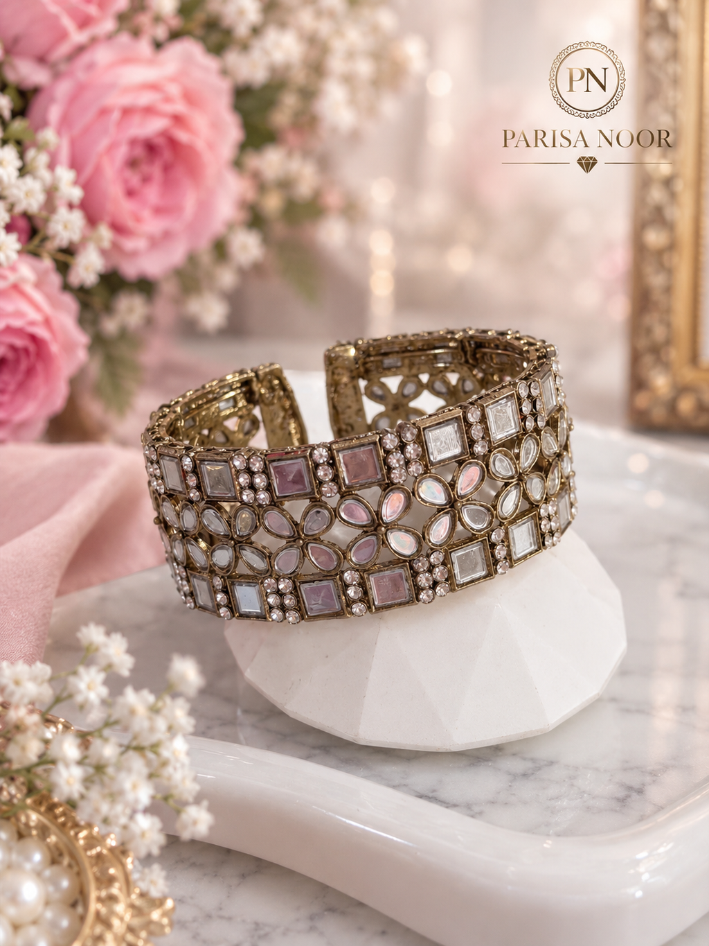 Mirraya Mirror-Work Openable Keda Bangle