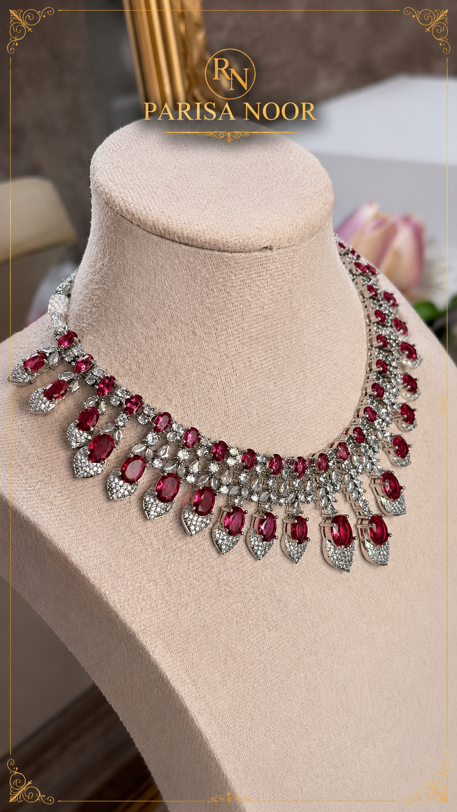 Ruby Royal Moissanite Necklace Set