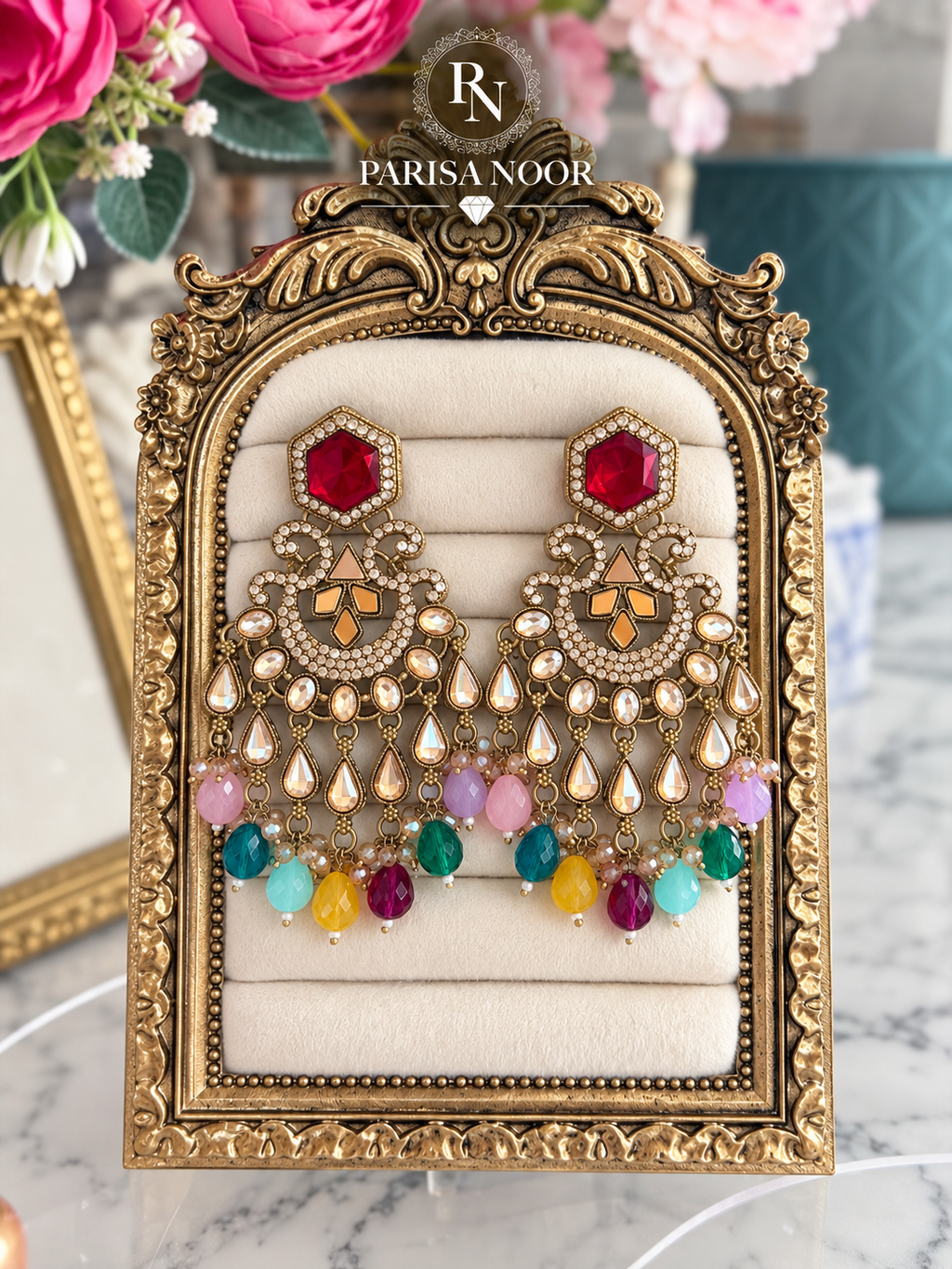 Nivara Designer Chandbali Statement Earrings