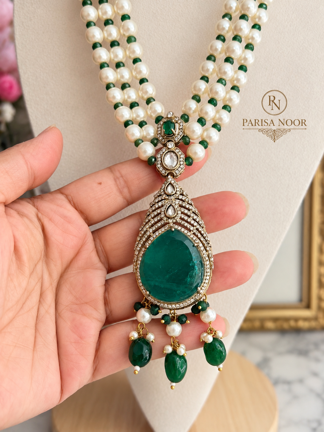 Arabella Victorian Emerald Designer Long Mala