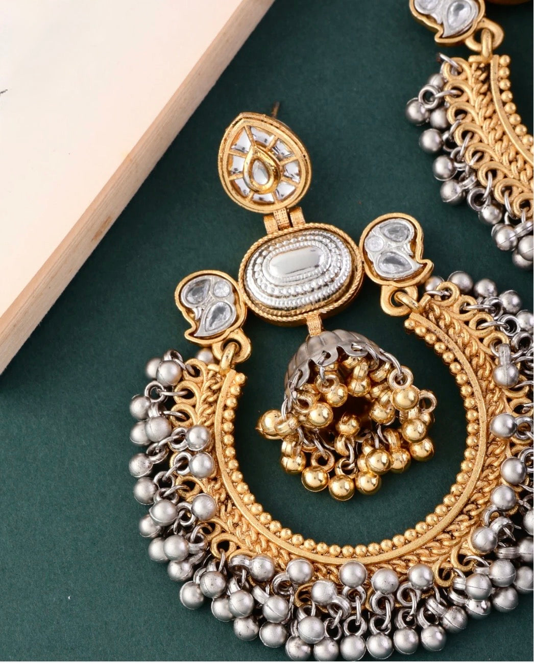 Helena Designer Chandbali Earring Brass
