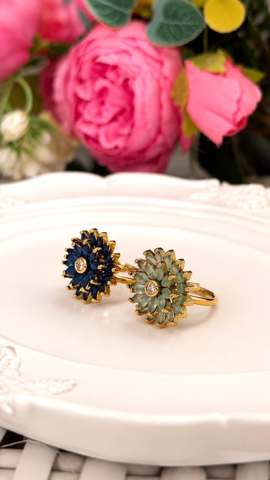 Celeste Bloom Statement AD Ring Adjustable