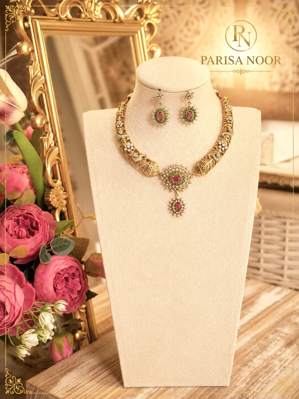 Faiza Luxury Hasli Necklace Set Victorian AD