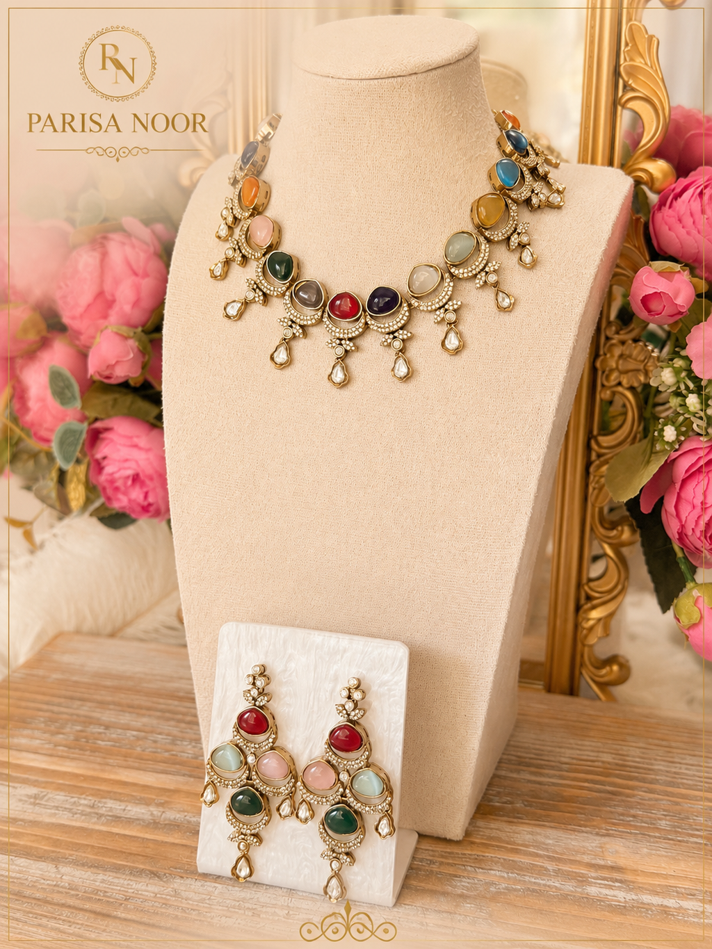 Sharvari Victorian Polki Multi Kundan Necklace Set