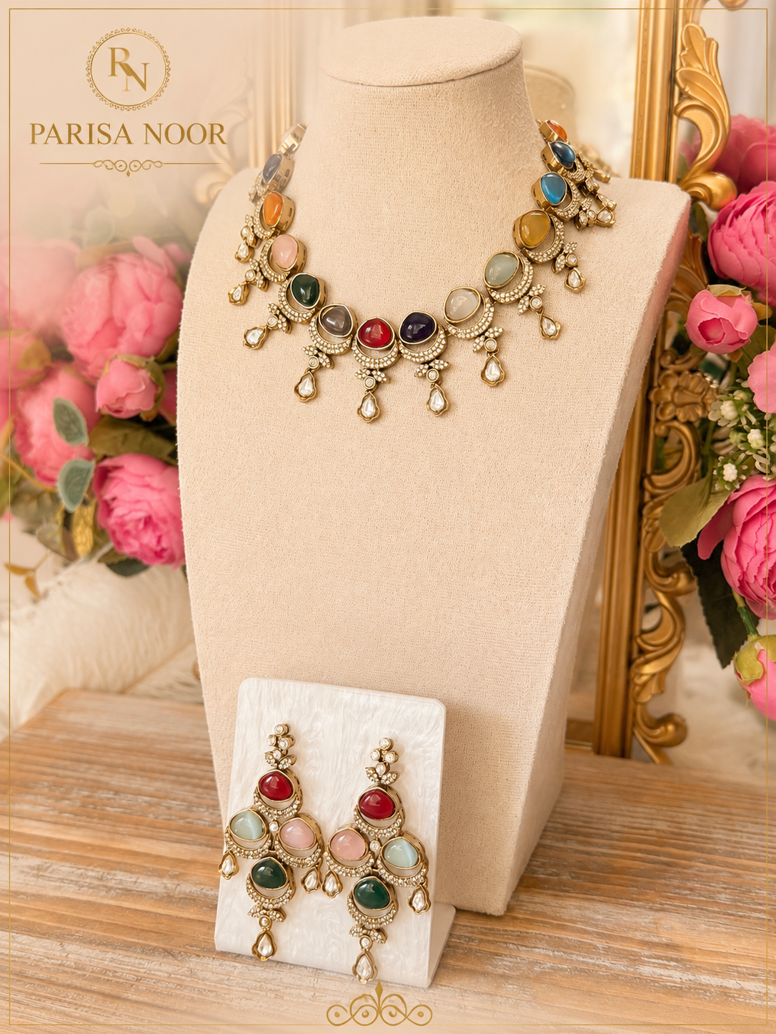 Sharvari Victorian Polki Multi Kundan Necklace Set