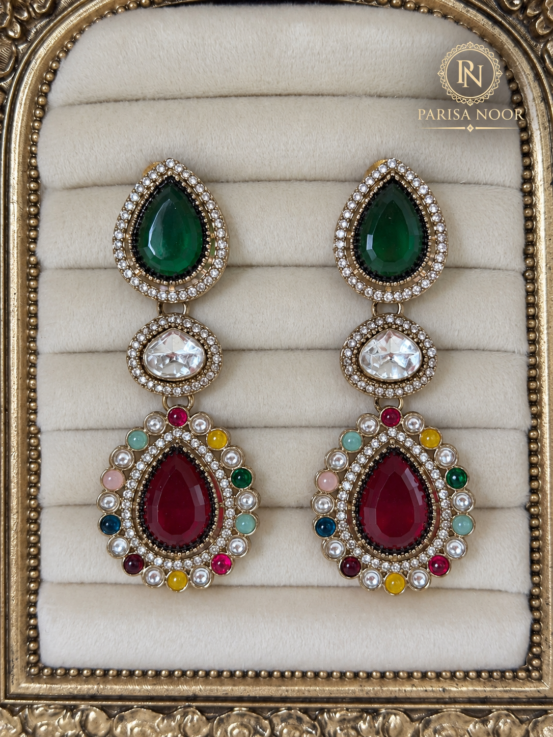 Mehrzoya Multicolour Designer Triple Drop Earrings