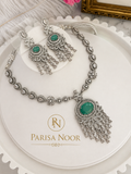 Zunaira Teal AD Statement Necklace Set